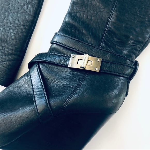 BCBGMAXAZRIA Black Leather Remy Wedge Boot Black - Picture 4 of 10